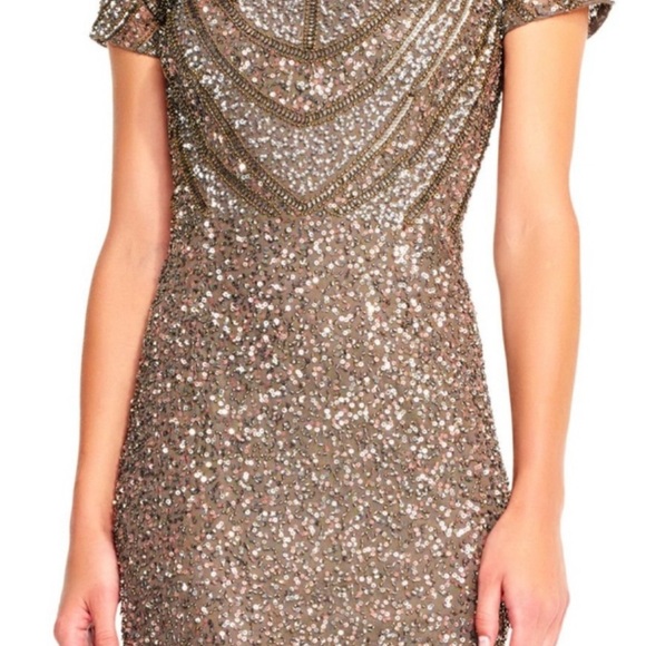 Adrianna Papell Brown Gold Sequin Sheath Dress - Picture 4 of 12